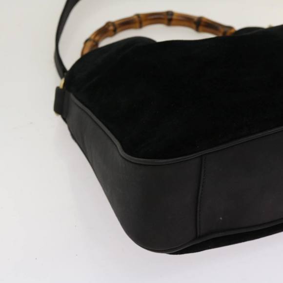 GUCCI Bamboo Shoulder Bag Suede 2way Black 001 1638 Auth bs12747 - Picture 16 of 16
